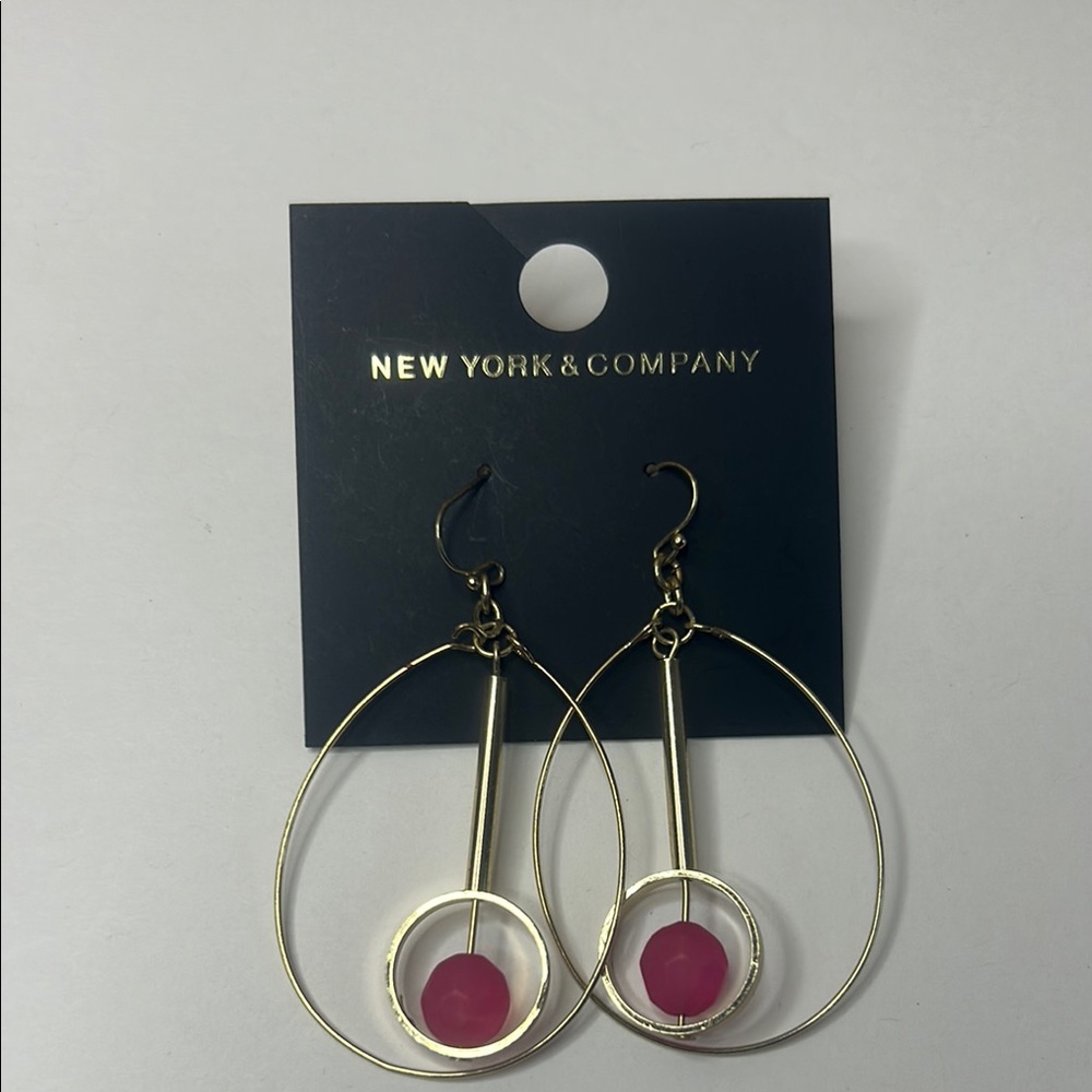 New York & Company Gold and Pink Earrings